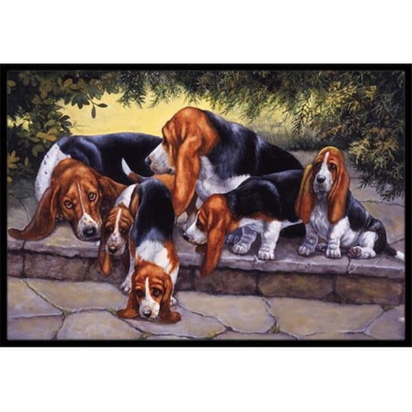 Carolines Treasures Carolines Treasures BDBA0276MAT Basset Hound Puppies; Momma & Daddy Indoor or Outdoor Mat; 18 x 27 BDBA0276MAT - main